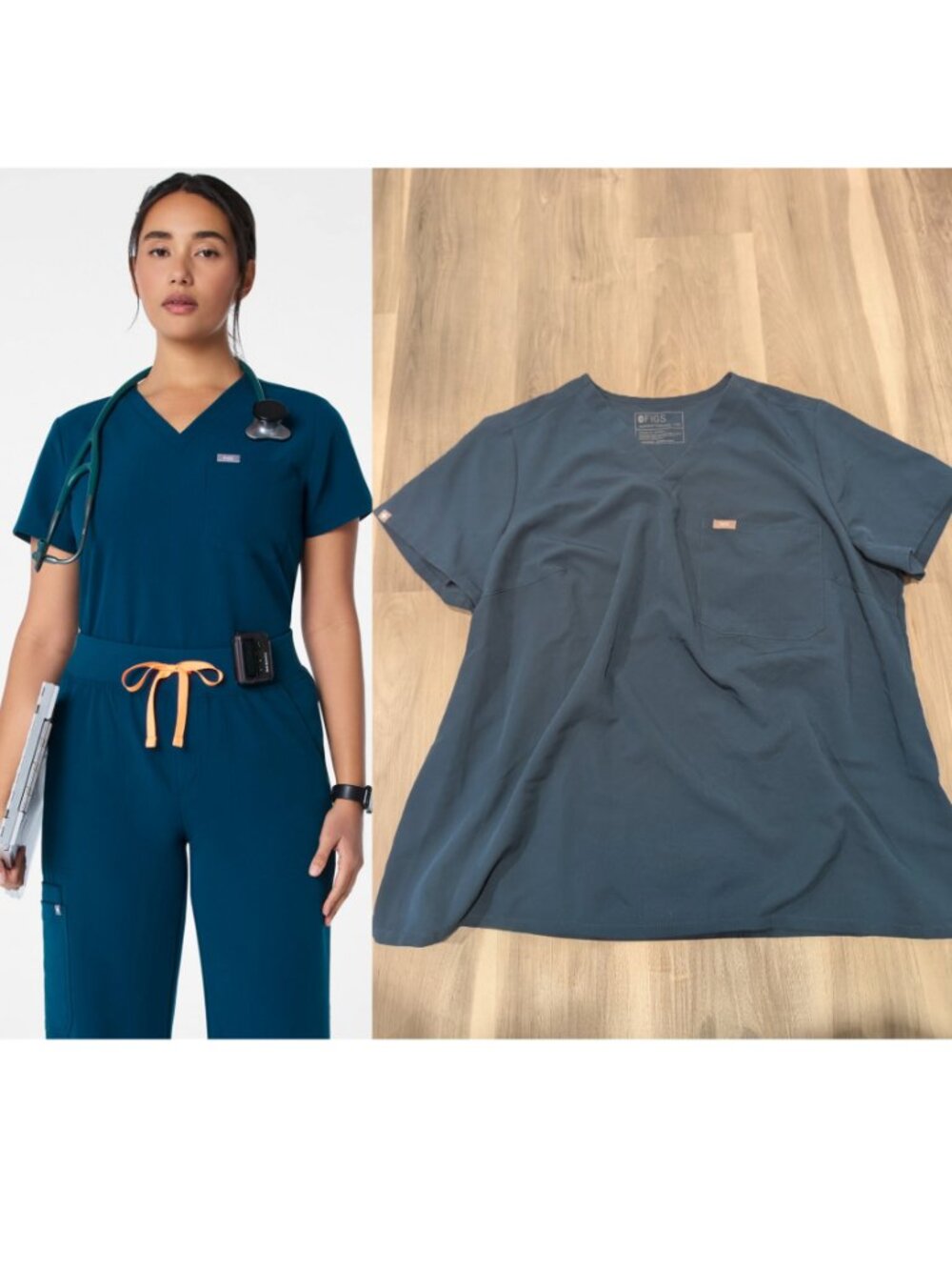 FIGS | Catarina One-Pocket Scrub Top In Deep Teal